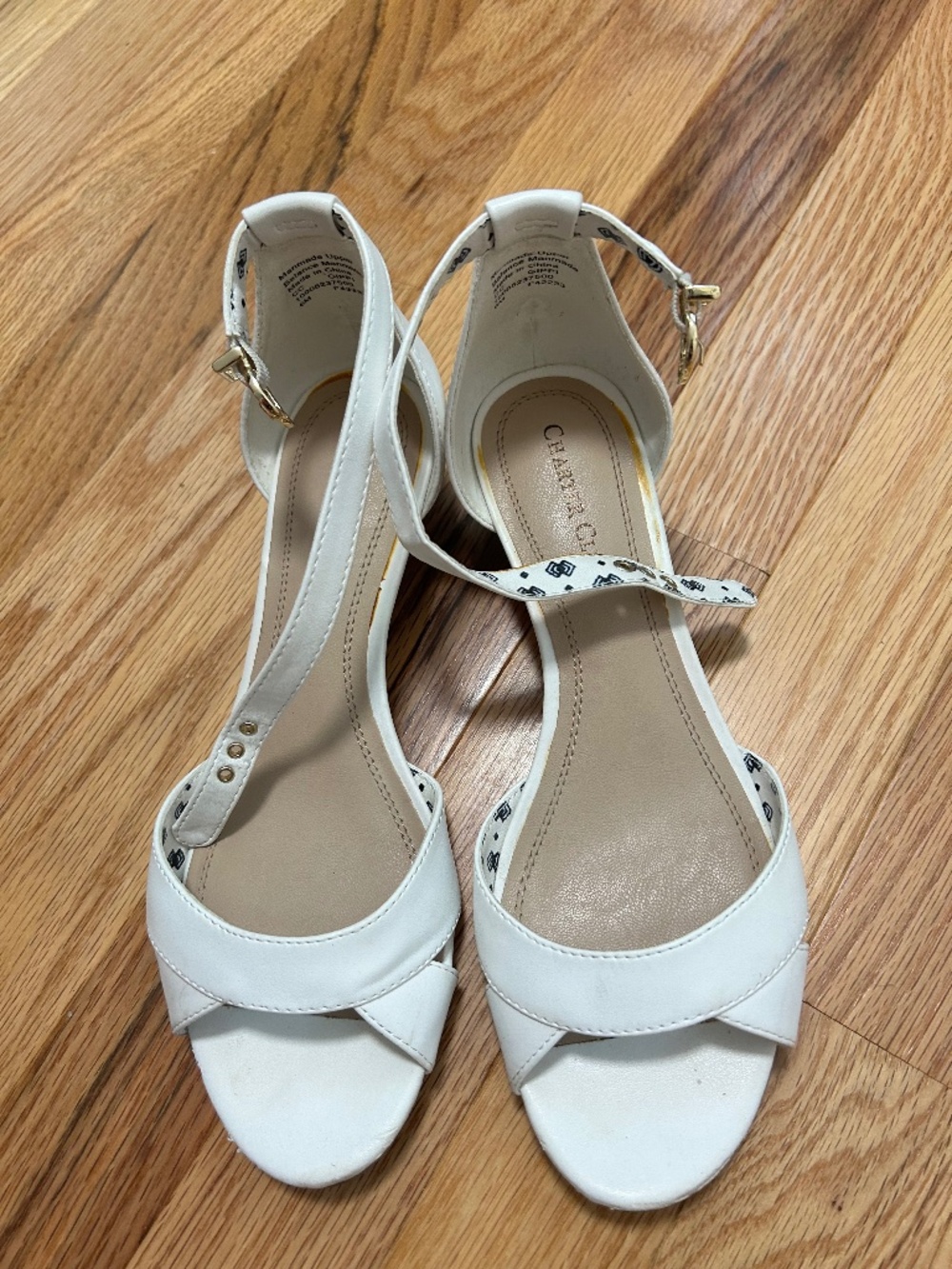 Charter Club Gippi White Wedge Sandals Women’s Size 6M Ankle Strap